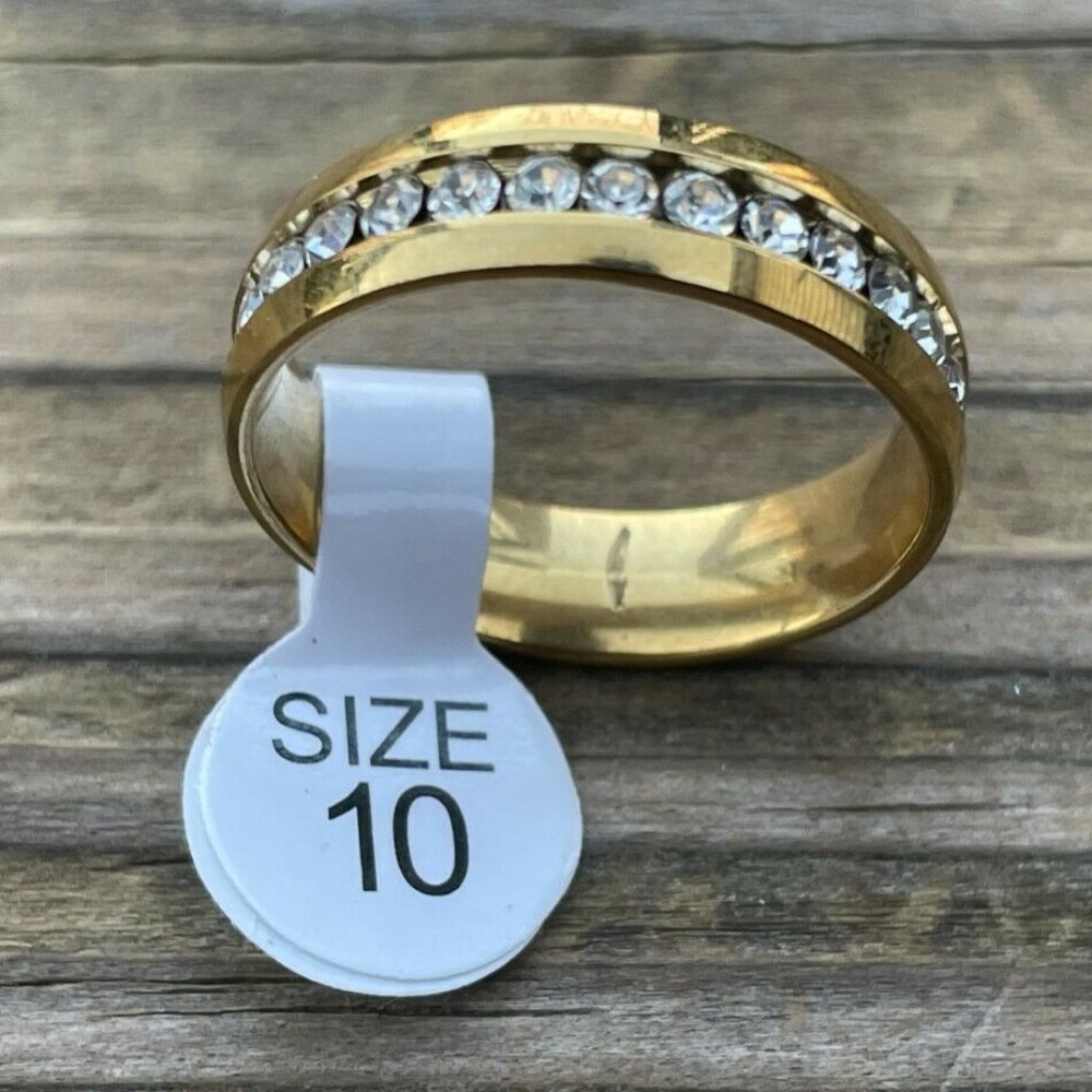 Women Ring Crystal Accent Gold Tone Fashion Jewelry Rings Size 10